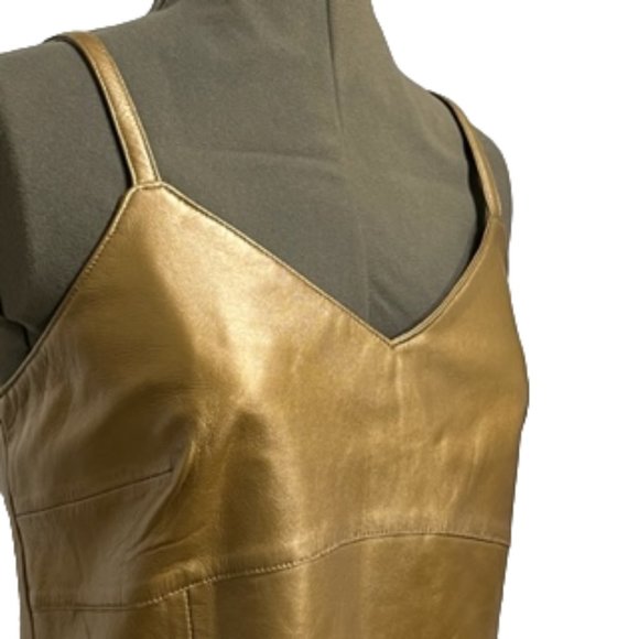 MARGARET GODFREY Gold Soft Leather Fully Lined Camisole NWT - Picture 11 of 16